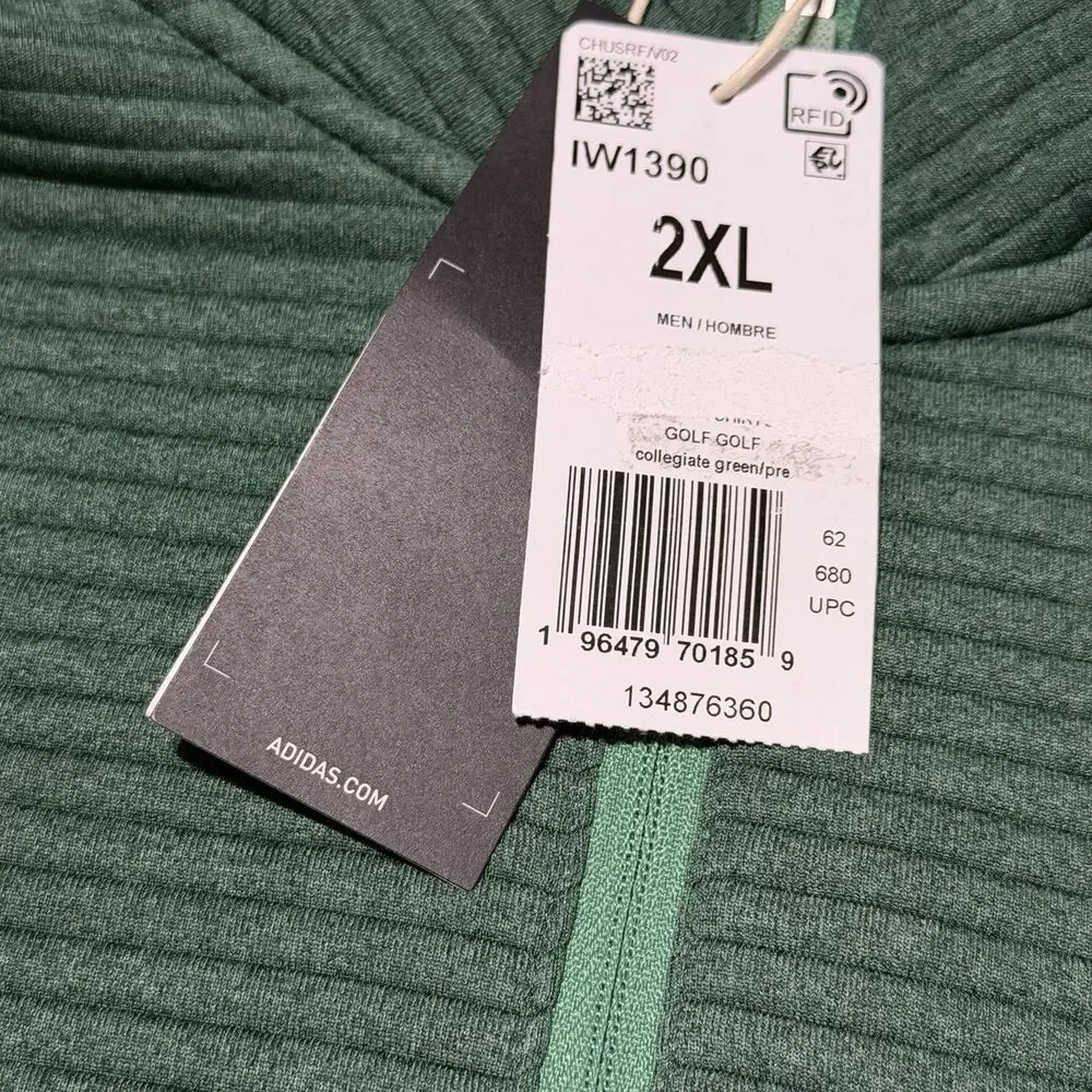 Adidas Golf ULT365 Textured 1/4 Zip Pullover Green 2XL NWT IW1390 READ!